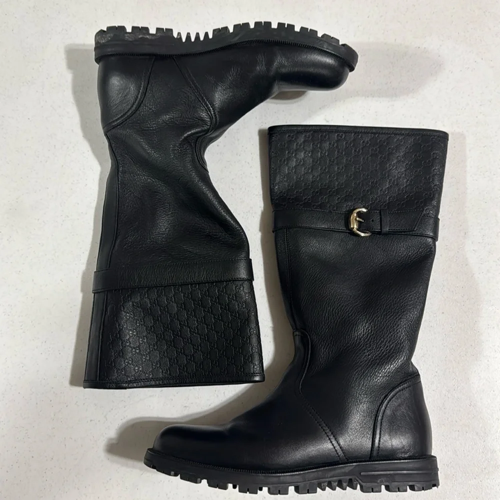 Gucci Boots Black GG Slip On Women’s Size 36 Authentic - Picture 2 of 12